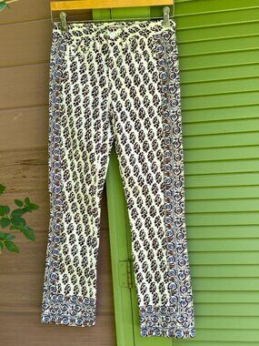 Like New Tory Burch Reya Cropped Block Print Patterned Jeans - Size 24/00